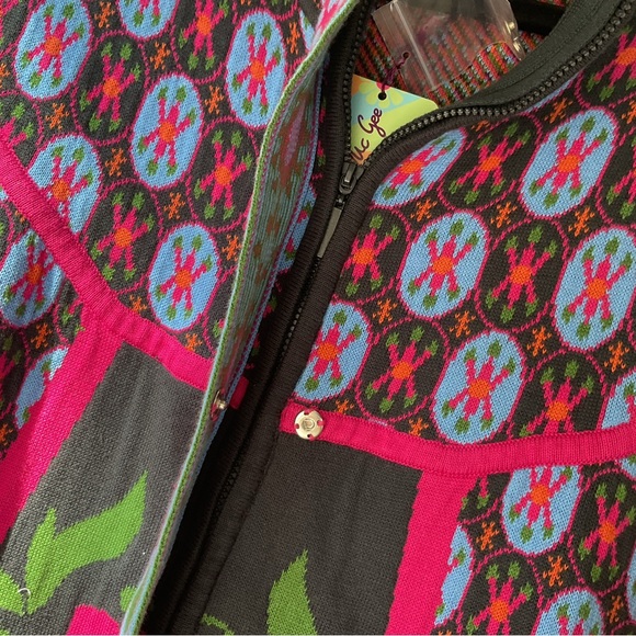 Spanish line, BRIGHT multi colored zip up sweater coat - Picture 5 of 5